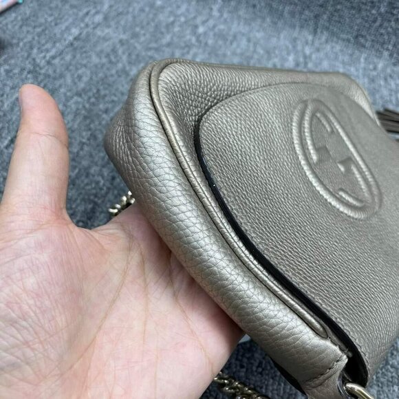 100% Authentic Gucci Soho Gold Metallic Shoulder Bag - Picture 5 of 15
